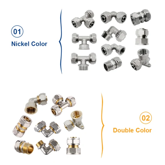 16 mm X 16 mm X 16 mm Igual 16/18/20/25/32 mm Conexões de compressão de latão Pex-Al-Pex para tubo multicamada Pex-Al-Pex